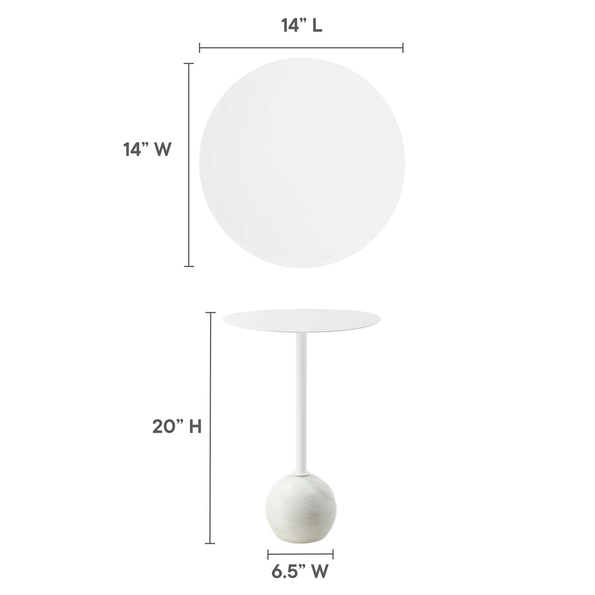 Aliza Round White Marble Side Table by Modway