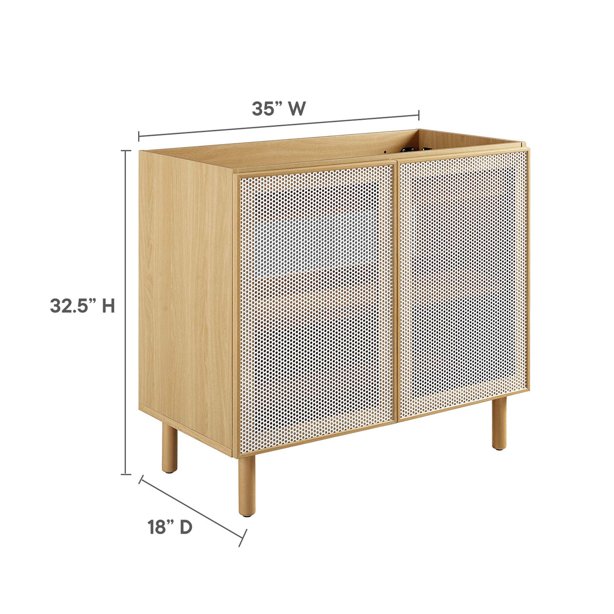 Calla 36" Perforated Metal Bathroom Vanity Cabinet by Modway