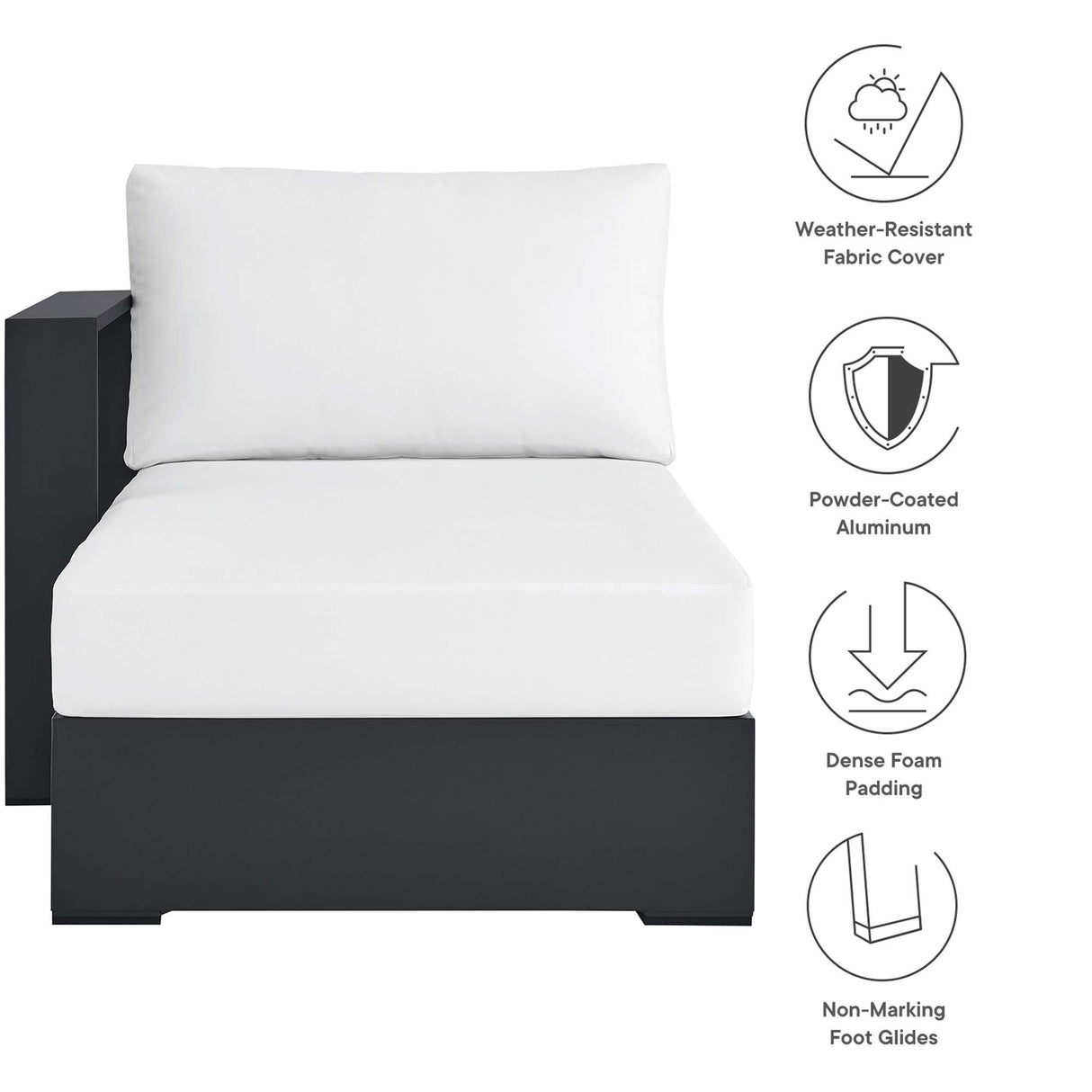 Tahoe Outdoor Patio Powder-Coated Aluminum Left-Facing Chaise Lounge