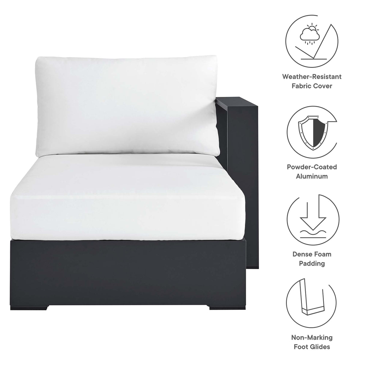 Tahoe Outdoor Patio Powder-Coated Aluminum Right-Facing Chaise Lounge