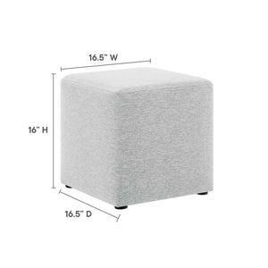 Callum 17" Square Woven Heathered Fabric Upholstered Ottoman