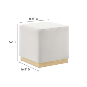 Tilden 17" Square Performance Velvet Upholstered Ottoman