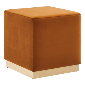Tilden 17" Square Performance Velvet Upholstered Ottoman