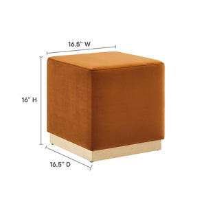 Tilden 17" Square Performance Velvet Upholstered Ottoman