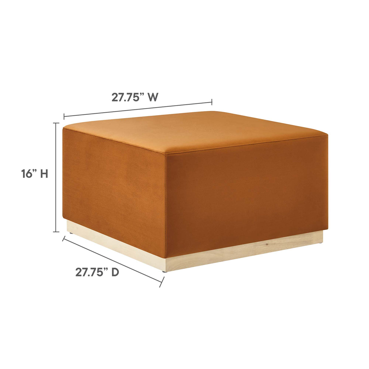 Tilden Large 28" Square Performance Velvet Upholstered Ottoman by Modway