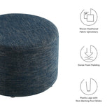 Callum Large 23" Round Woven Fabric Upholstered Ottoman