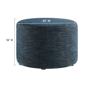 Callum Large 23" Round Woven Fabric Upholstered Ottoman