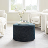 Callum Large 23" Round Woven Fabric Upholstered Ottoman