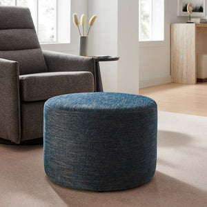 Callum Large 23" Round Woven Fabric Upholstered Ottoman