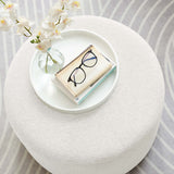 Callum Large 23" Round Woven Fabric Upholstered Ottoman