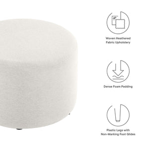 Callum Large 23" Round Woven Fabric Upholstered Ottoman