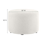 Callum Large 23" Round Woven Fabric Upholstered Ottoman