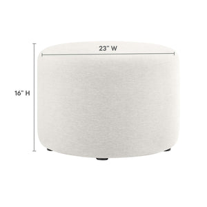 Callum Large 23" Round Woven Fabric Upholstered Ottoman