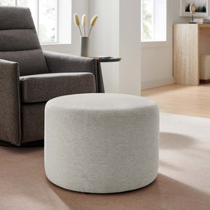 Callum Large 23" Round Woven Fabric Upholstered Ottoman