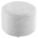 Callum Large 23" Round Woven Fabric Upholstered Ottoman