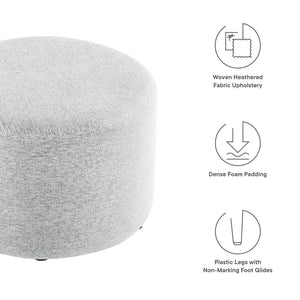Callum Large 23" Round Woven Fabric Upholstered Ottoman