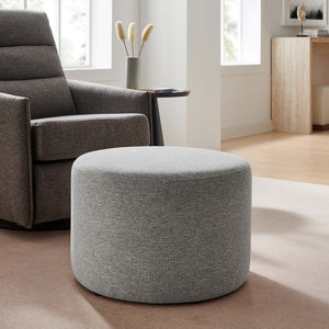 Callum Large 23" Round Woven Fabric Upholstered Ottoman