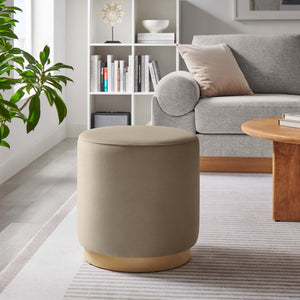 Tilden 16" Round Performance Velvet Upholstered Ottoman