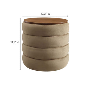 Mezzo Round Performance Velvet Storage Ottoman by Modway
