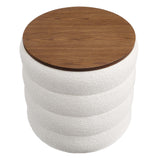 Mezzo Round Boucle Fabric Storage Ottoman by Modway
