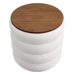 Mezzo Round Boucle Fabric Storage Ottoman by Modway