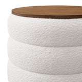 Mezzo Round Boucle Fabric Storage Ottoman by Modway