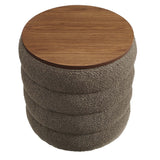 Mezzo Round Boucle Fabric Storage Ottoman by Modway
