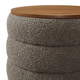 Mezzo Round Boucle Fabric Storage Ottoman by Modway
