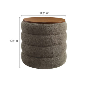 Mezzo Round Boucle Fabric Storage Ottoman by Modway