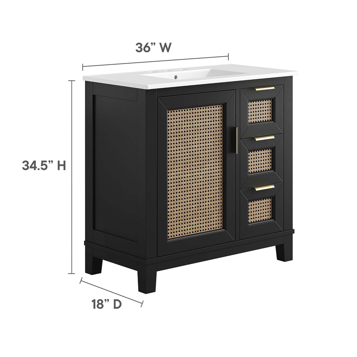 Dixie 36" Solid Wood Bathroom Vanity Cabinet by Modway