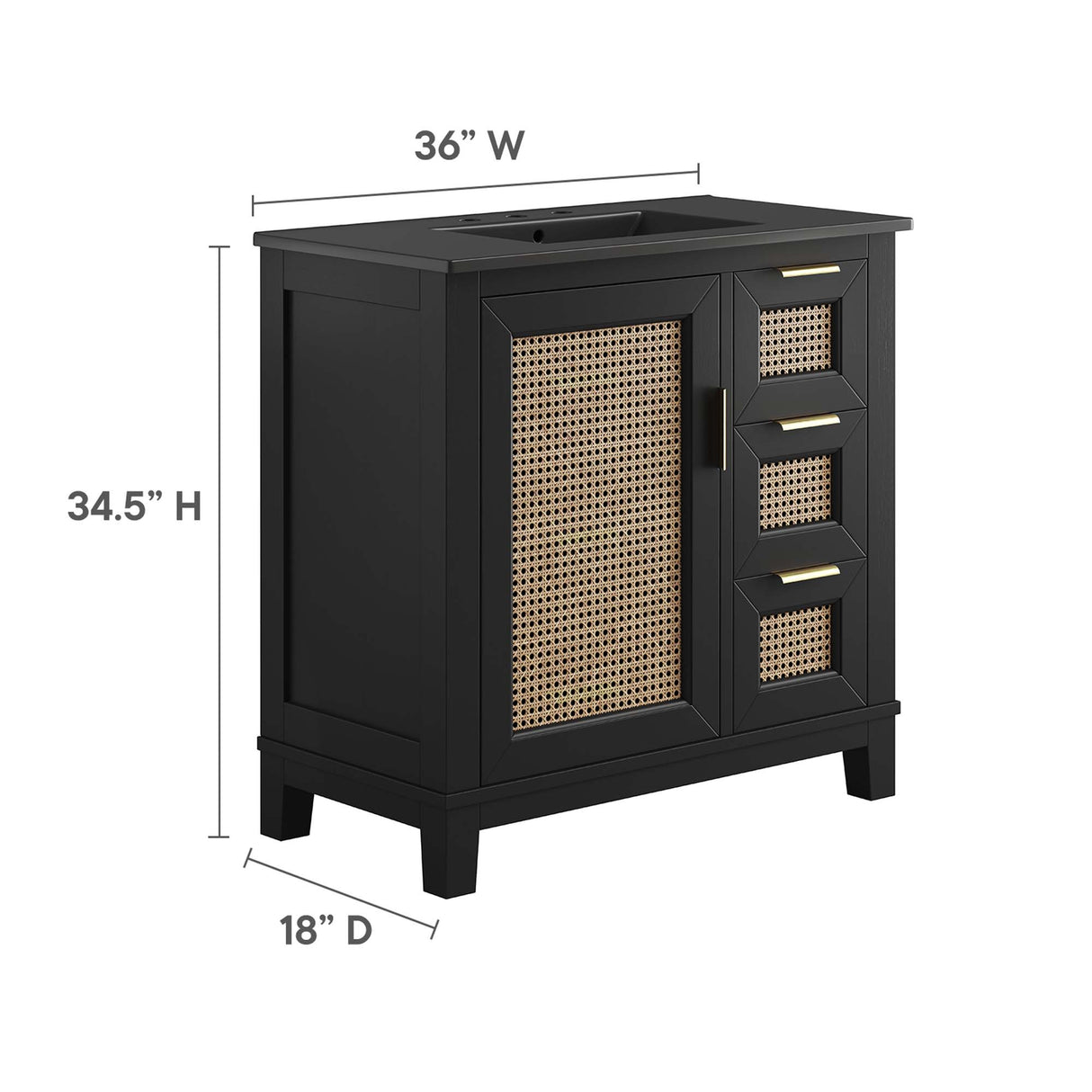 Dixie 36" Solid Wood Bathroom Vanity Cabinet by Modway