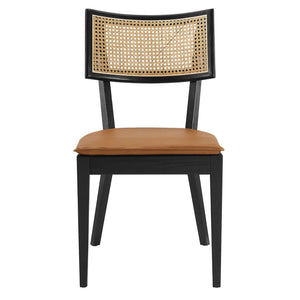 Caledonia Vegan Leather Upholstered Wood Dining Chairs Set of 2 by Modway