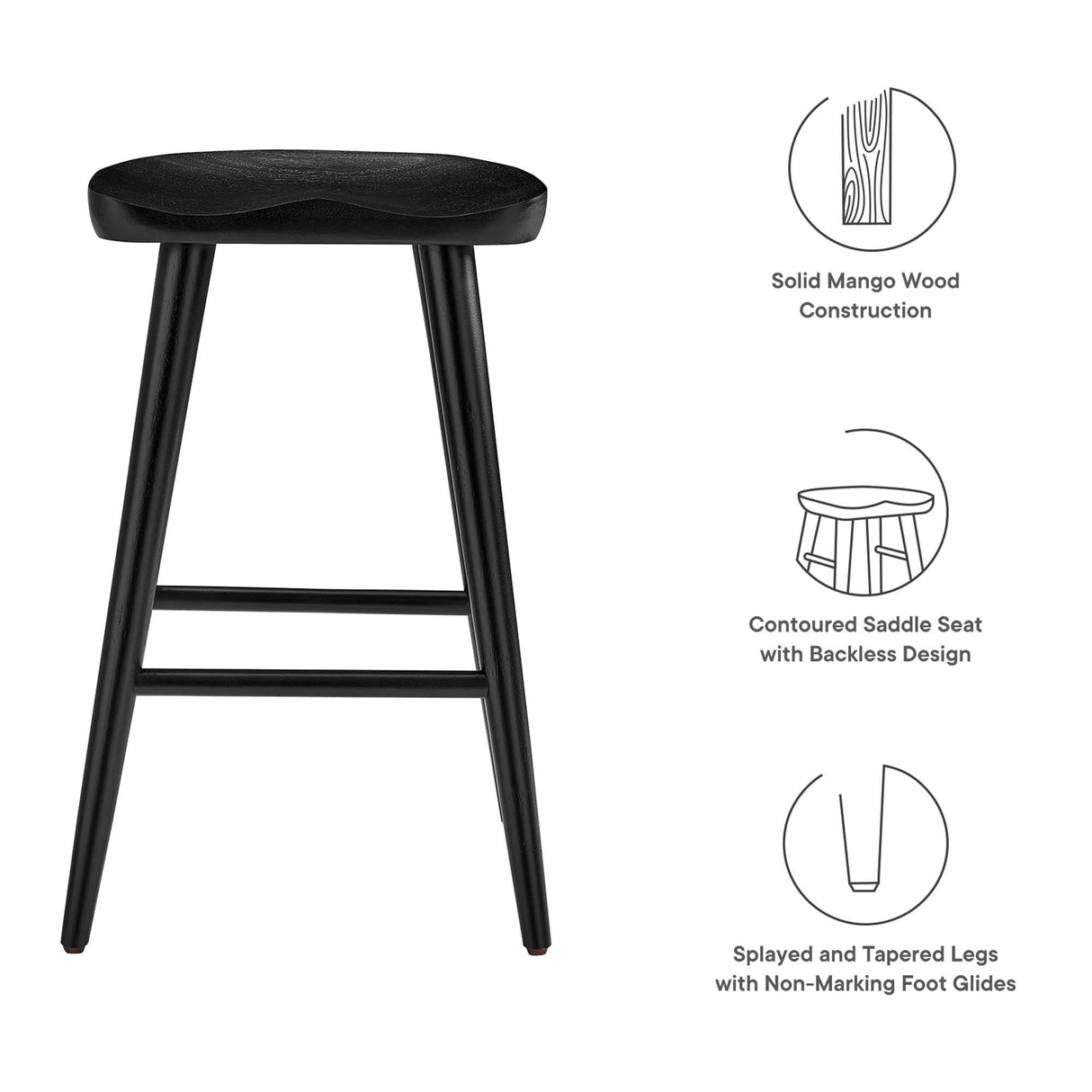 Saville Backless Mango Wood Counter Stools Set of 2