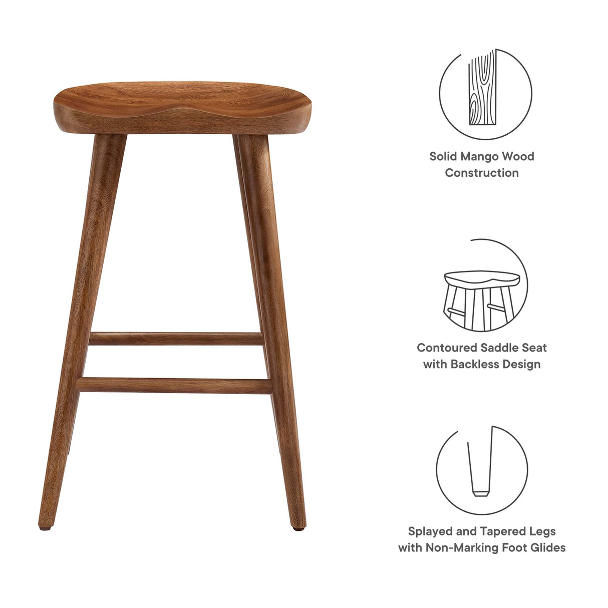 Saville Backless Mango Wood Counter Stools Set of 2