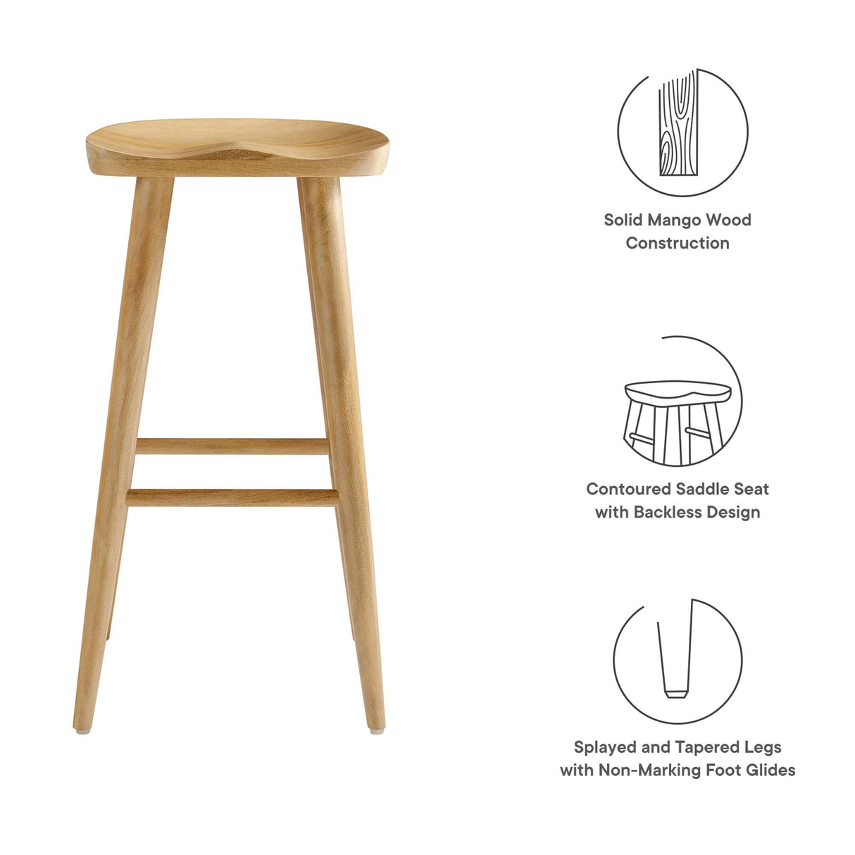 Saville Backless Wood Bar Stools Set of 2 by Modway