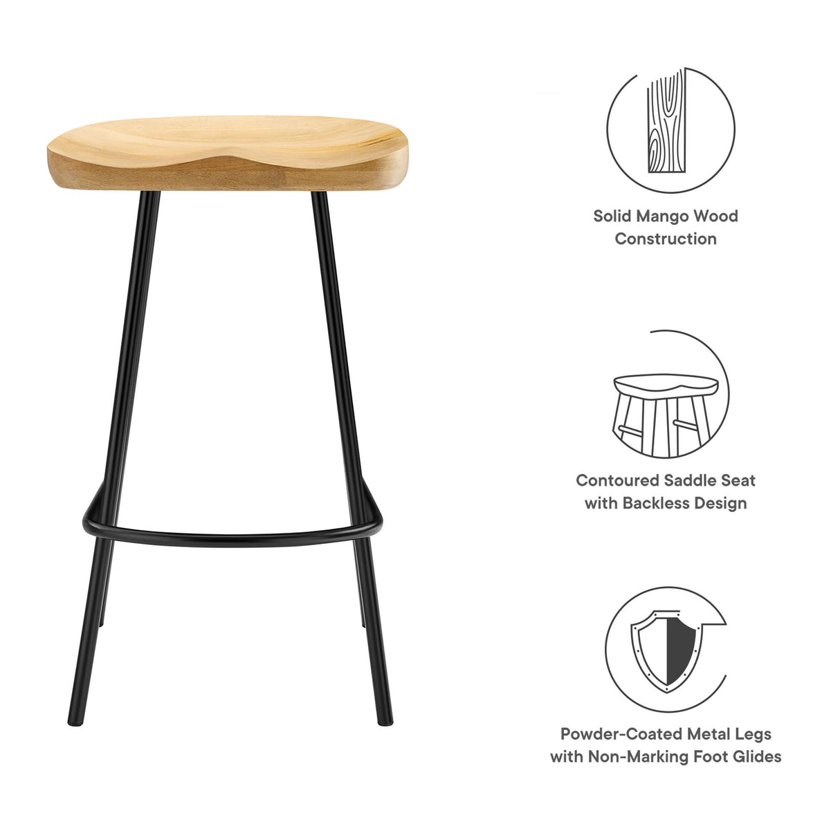 Concord Backless Wood Counter Stools Set of 2 by Modway