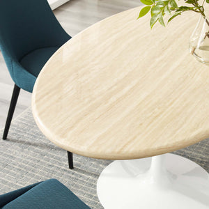 Lippa 60" Oval Faux Travertine Dining Table by Modway