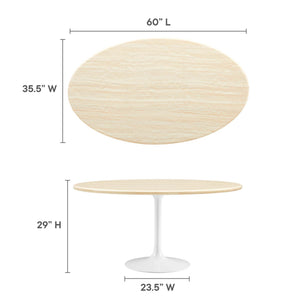 Lippa 60" Oval Faux Travertine Dining Table by Modway