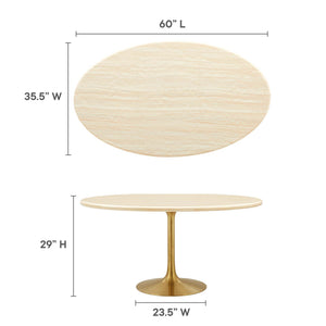Lippa 60" Oval Faux Travertine Dining Table by Modway
