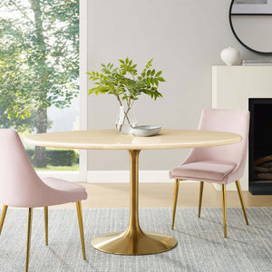 Lippa 60" Oval Faux Travertine Dining Table by Modway