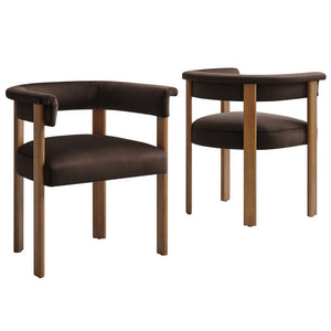 Imogen Performance Velvet Barrel Dining Chairs Set of 2 by Modway