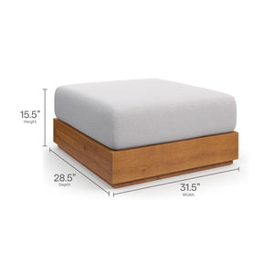 Tahoe Outdoor Patio Acacia Wood Ottoman by Modway