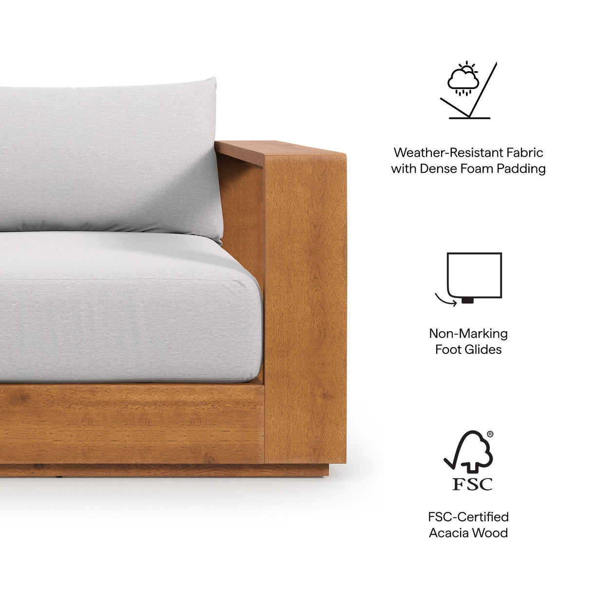 Tahoe 2-Piece Outdoor Patio Acacia Wood Armchair and Ottoman Set by Modway