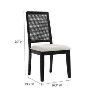 Arlo Faux Rattan and Wood Dining Side Chairs Set of 2 by Modway