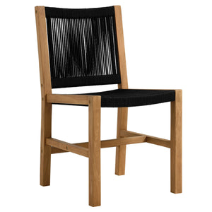 Vienna Outdoor Patio Teak and Rope Armless Dining Chairs Set of 2 by Modway