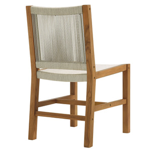 Vienna Outdoor Patio Teak and Rope Armless Dining Chairs Set of 2 by Modway