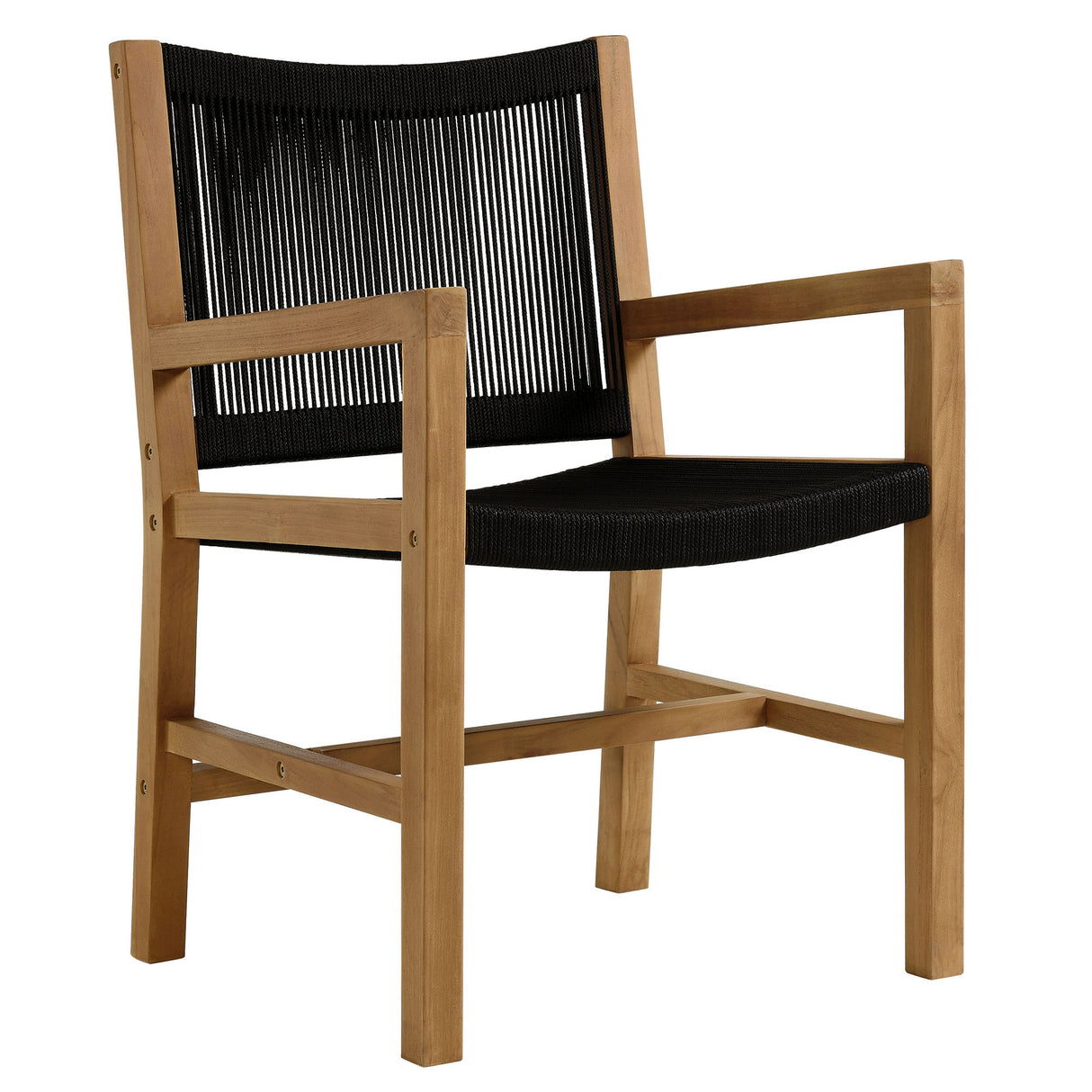 Vienna 3-Piece Outdoor Patio Teak and Rope Dining Set with Armchairs by Modway