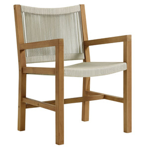 Vienna 3-Piece Outdoor Patio Teak and Rope Dining Set with Armchairs by Modway