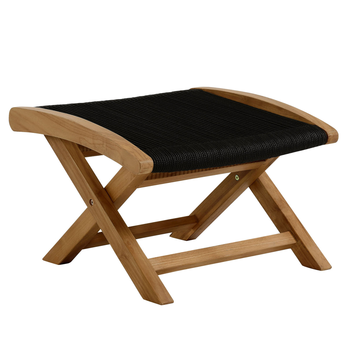 Vienna 2-Piece Outdoor Patio Teak and Rope Folding Lounge Chair and Ottoman Set by Modway