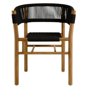 Vienna Outdoor Patio Teak and Rope Curved-Back Dining Armchairs Set of 2 by Modway